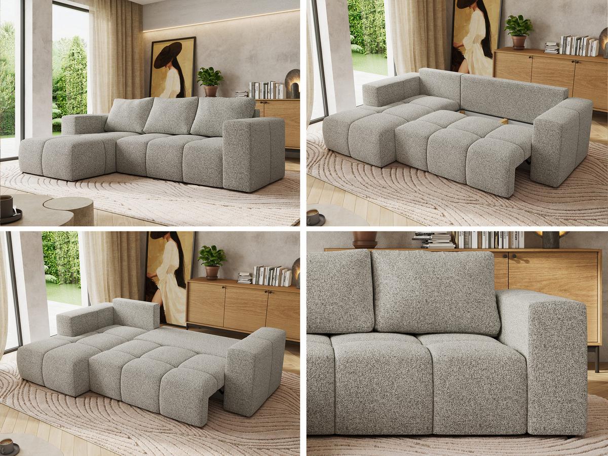 ECKSOFA MONIVA Hellgrau Strukture - Links - Hellgrau/Schwarz, Kunststoff/Textil (164/266cm) - MKS