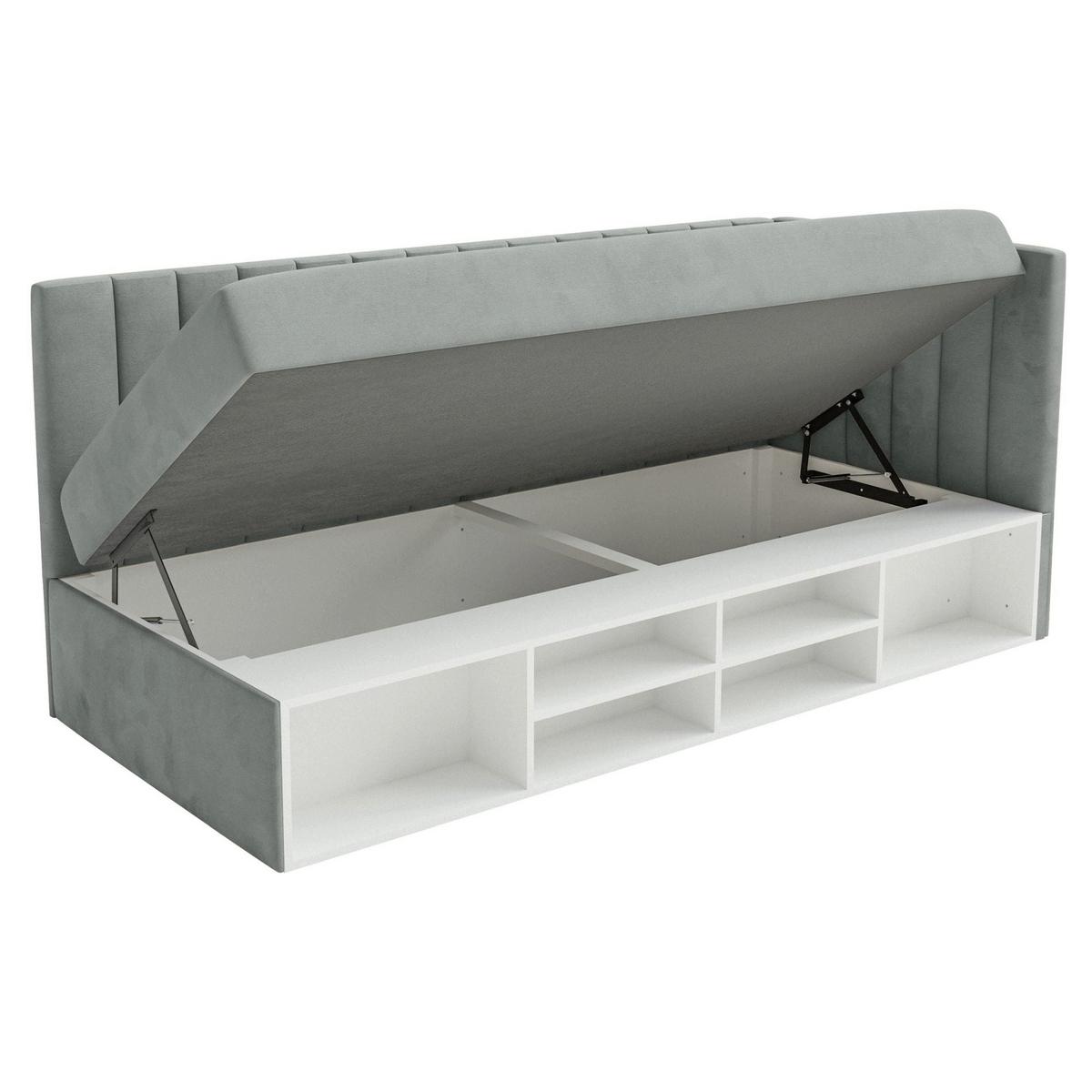 JUGENDBETT Ventrio Grau Easy-Clean-Samtbezug 90x200 cm - Grau, Holz/Textil (90/200cm) - Selsey