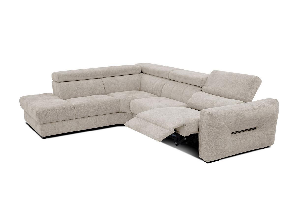 ECKSOFA CALVERA 5-Sitzer mit 1 Relaxfunktion, ecru - Ecru, Holzwerkstoff/Textil (239/298cm) - Wozimo