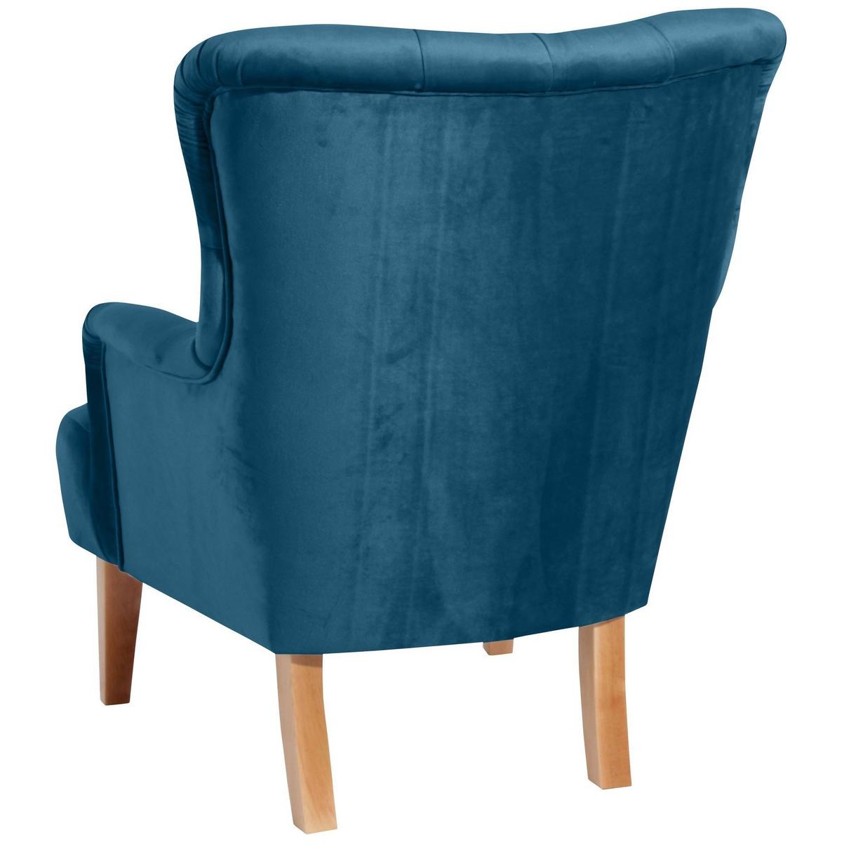 SESSEL Kaiya Bezug Samtvelours Buche natur / petrol - Blau, Kunststoff (82/97/71cm) - 58aufmkessel