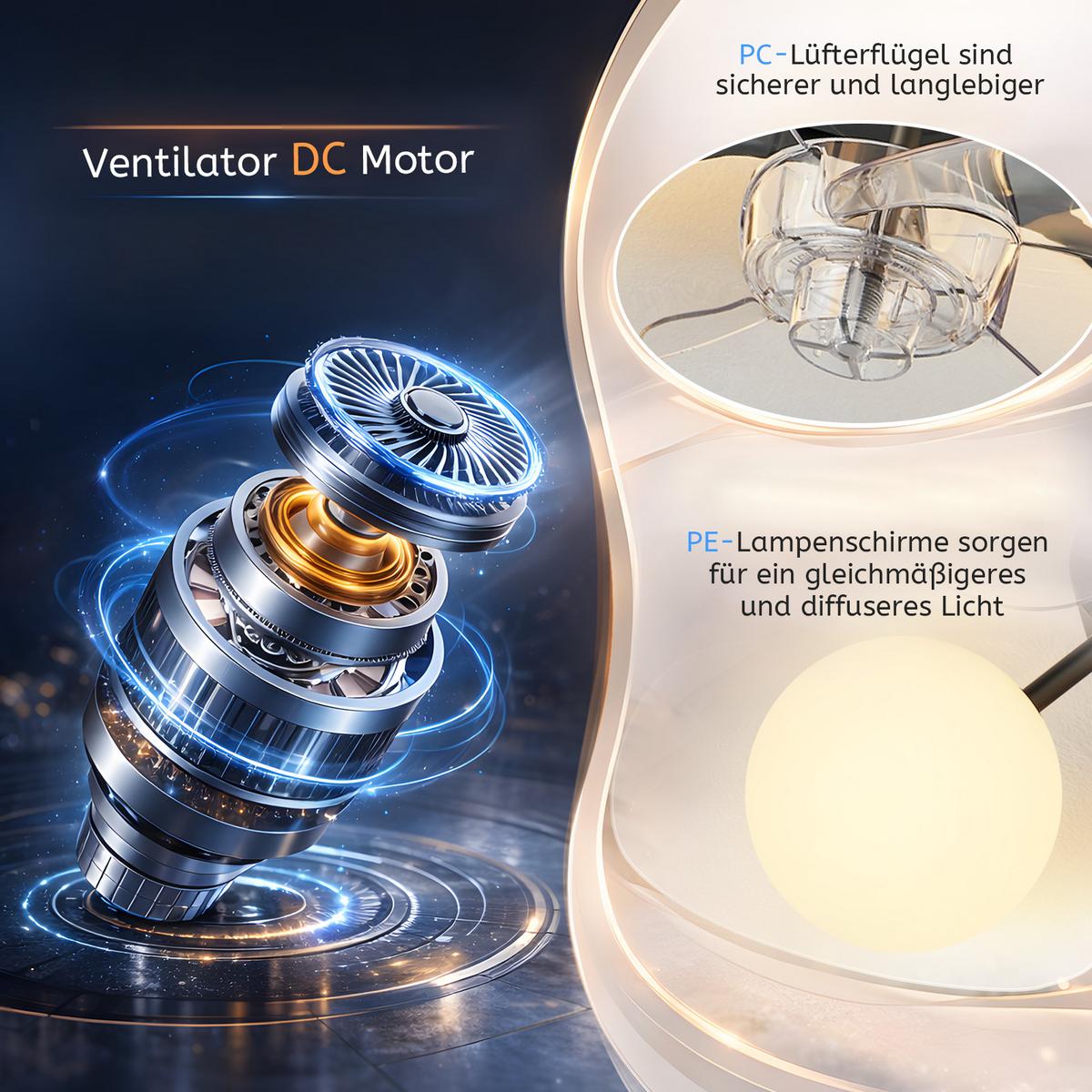DECKENVENTILATOR Ularen 50/10/17 cm - Schwarz/Weiß, Kunststoff/Metall (50/10/17cm) - ZMH