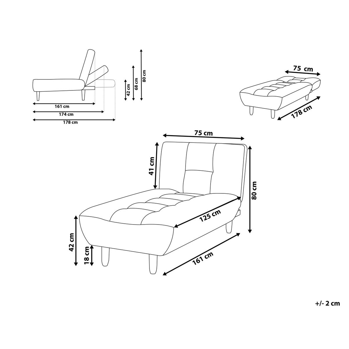 CHAISELONGUE Stoff Grün Alsten - Braun/Grün, Textil (75/80/161cm) - Beliani