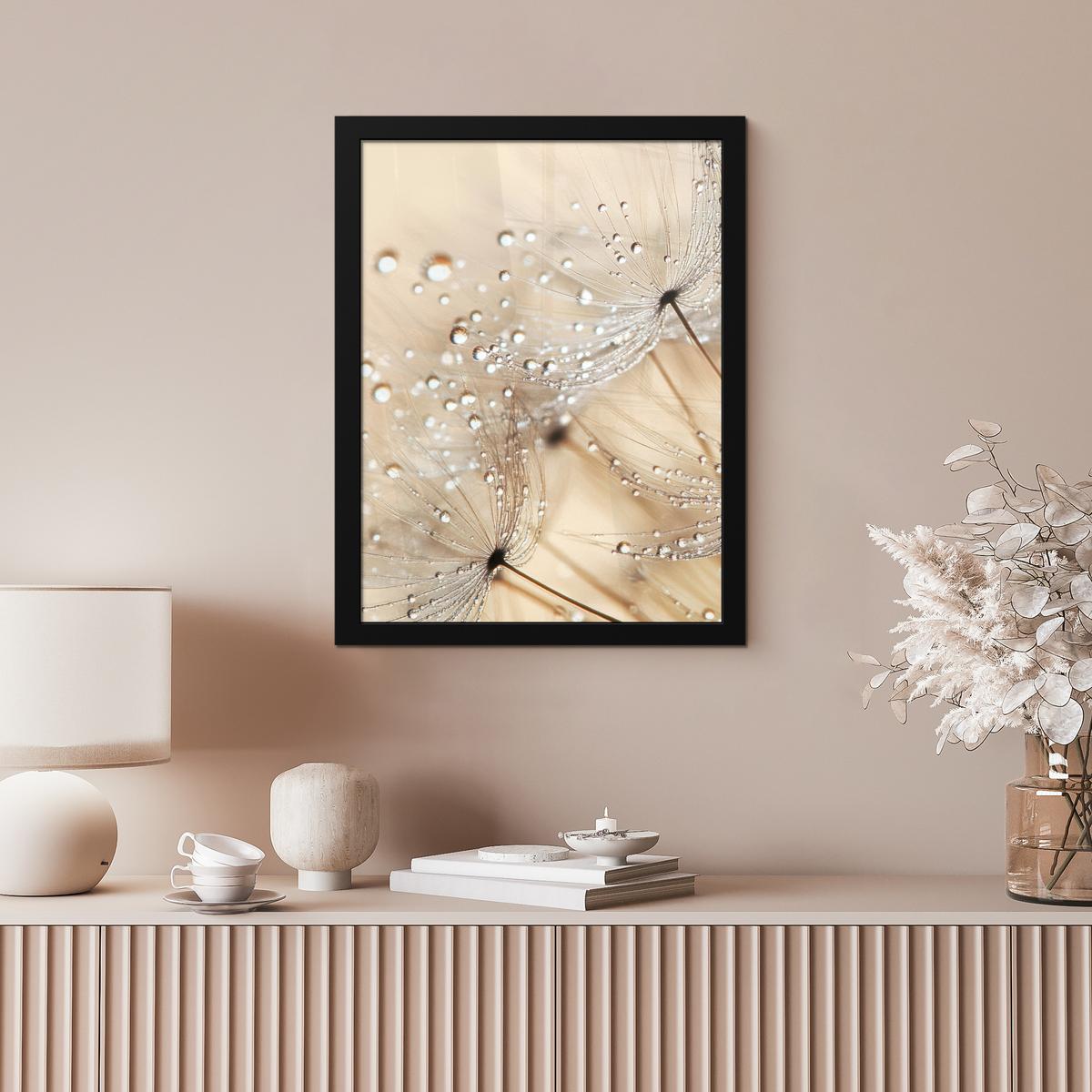 POSTER MIT RAHMENGERAHMTES BILD Löwenzahn - Abstrakt - Natur - Beige Bilderrahmen 30x40 cm - Braun, Papier (30/40cm) - MuchoWow