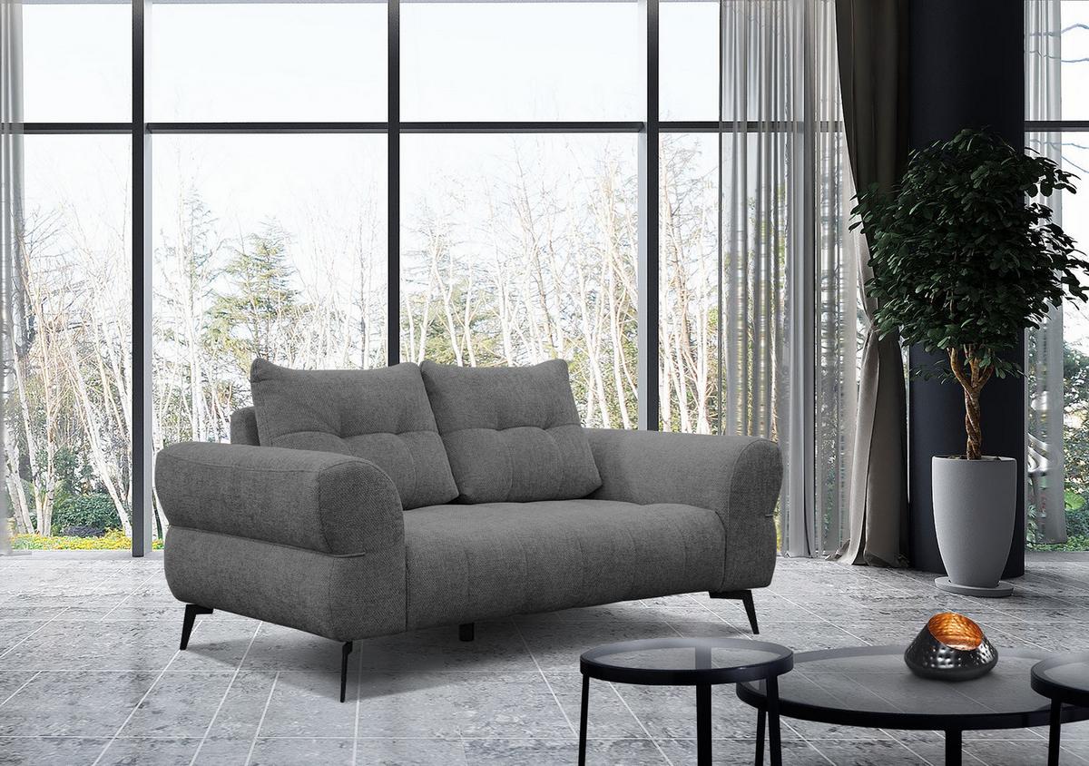 SOFA SALVINI 2-Sitzer, dunkelgrau - Dunkelgrau/Schwarz, Holzwerkstoff/Textil (176/88/99cm) - Wozimo