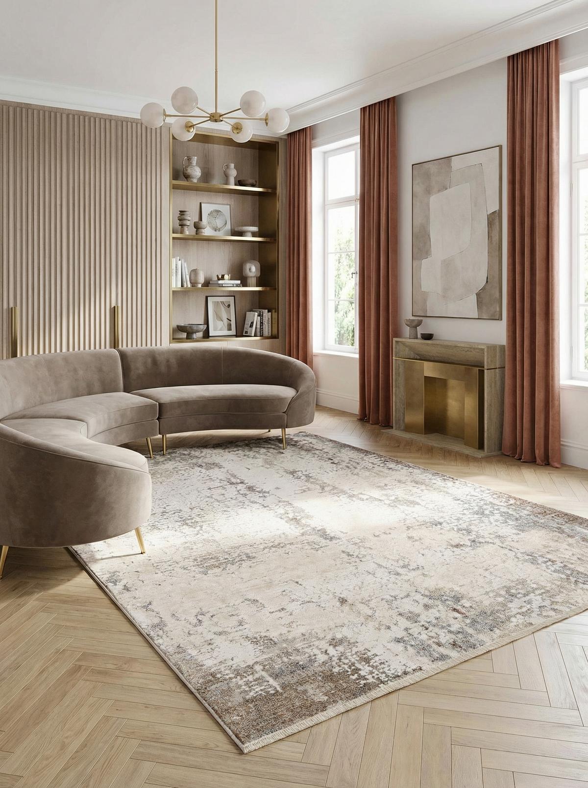 TEPPICH SIENA-Arbia, abstrakt, Beige, 160 x 240 cm - Beige, Textil (240/160cm) - KADIMA DESIGN