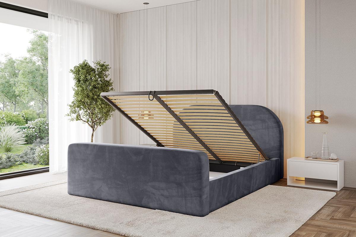 POLSTERBETT mit Bettkasten, Fußteil und Lattenrost, Boxbett ohne Matratze - TIVON-Z 180x200 Dunkelgrau - Dunkelgrau, Holzwerkstoff/Textil (180/200cm) - ALTDECOR