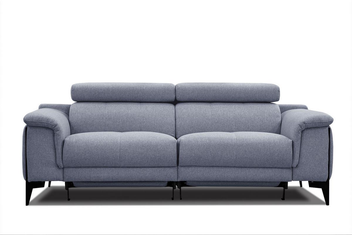 RELAXSOFA MATERA 3-Sitzer mit 2 Relaxfunktionen, hellblau - Schwarz/Hellblau, Holzwerkstoff/Textil (212/82/103cm) - Wozimo