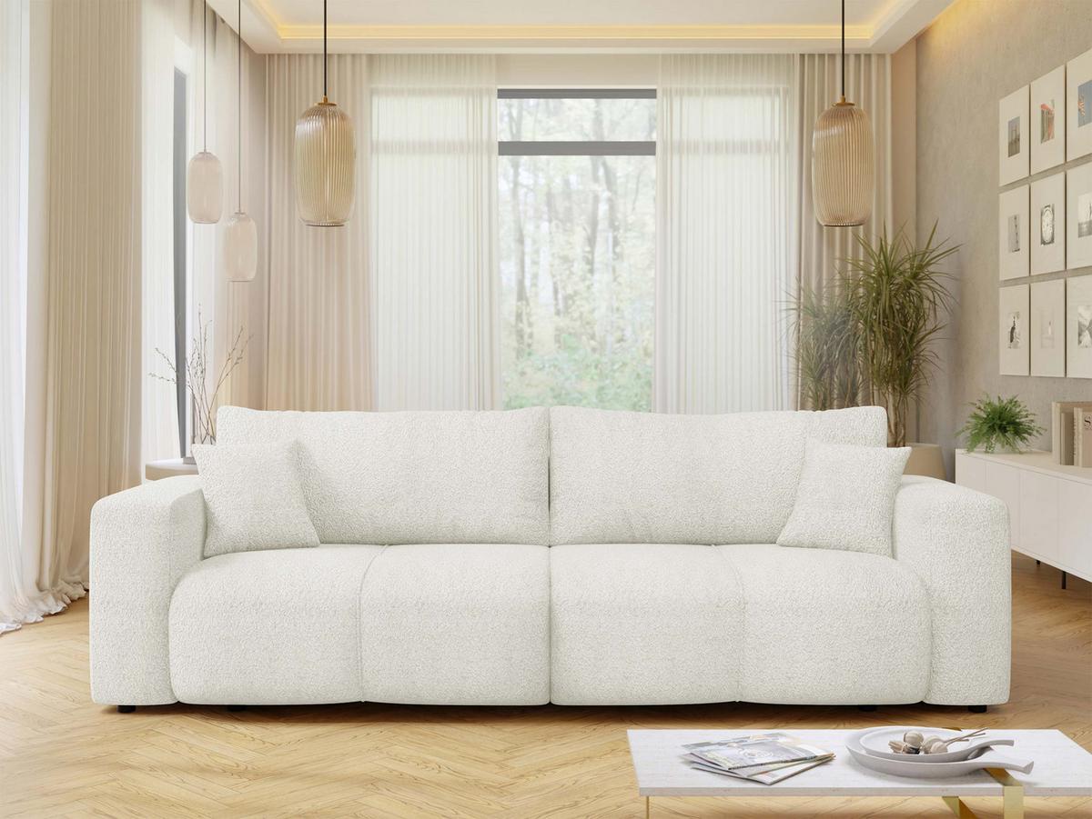 SCHLAFSOFA Furyn Boucle - Creme/Schwarz, Holzwerkstoff/Kunststoff (248/82/92cm) - MIRJAN24