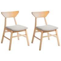 ESSZIMMERSTUHL 2er-Set Hellbraun Hopkins - Hellbraun/Beige, Holz (54/79/57cm) - Beliani