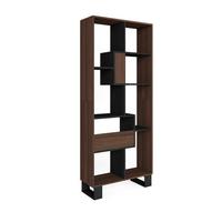 REGAL Bibliothek, Eiche dunkel und Schwarz, 67/31/174cm - Dunkelbraun/Schwarz, Holzwerkstoff (67/174/31cm) - Skraut Home