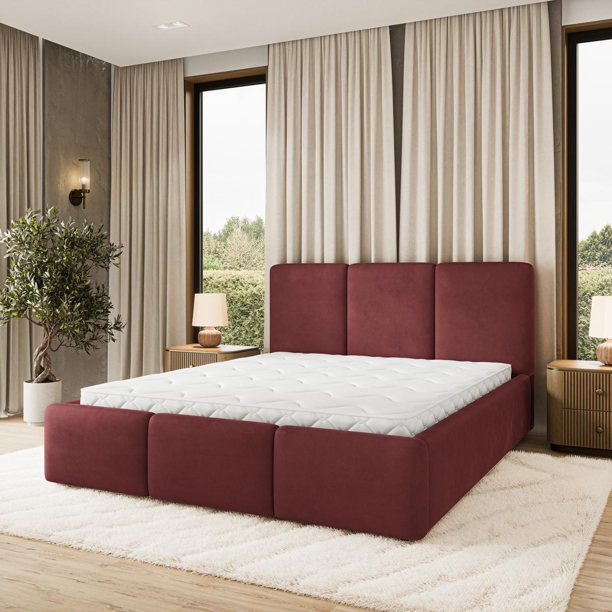 POLSTERBETT MORENA MGV 160x200 cm mit Bettkästen - Rot - Rot, Holz (160/200cm) - MASSENO