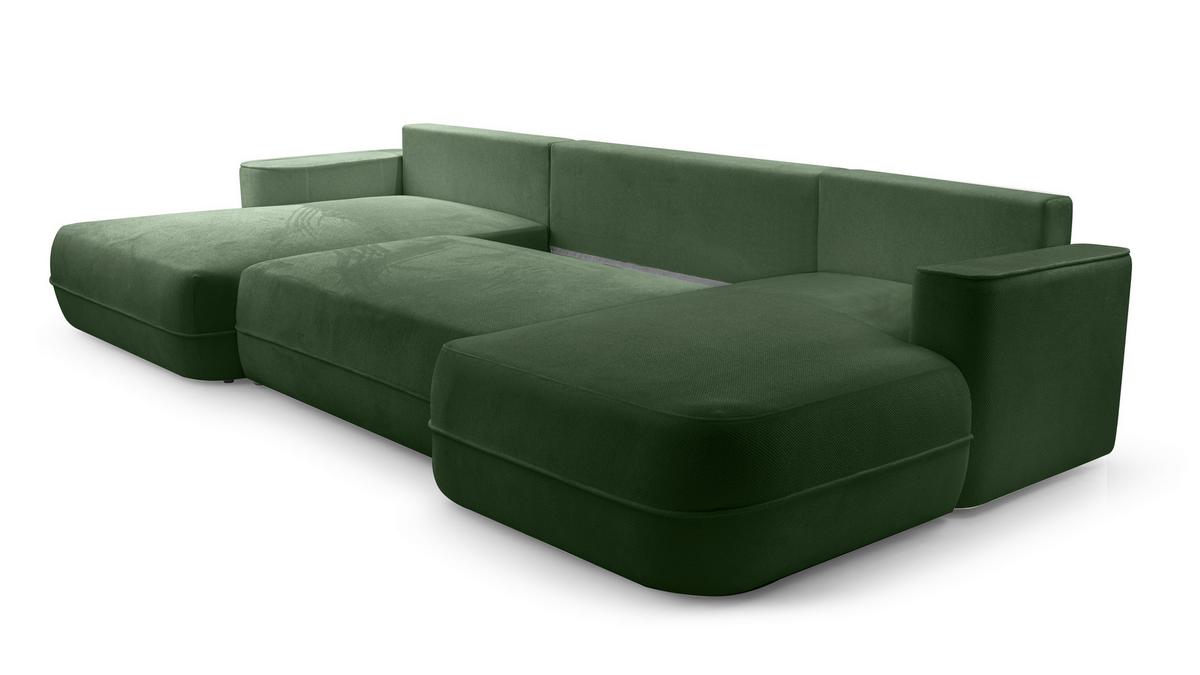 WOHNLANDSCHAFT Peoni Grün 364/168/87 cm mit Schlaffunktion - Schwarz/Grün, Kunststoff/Textil (364/87/168cm) - AX Living