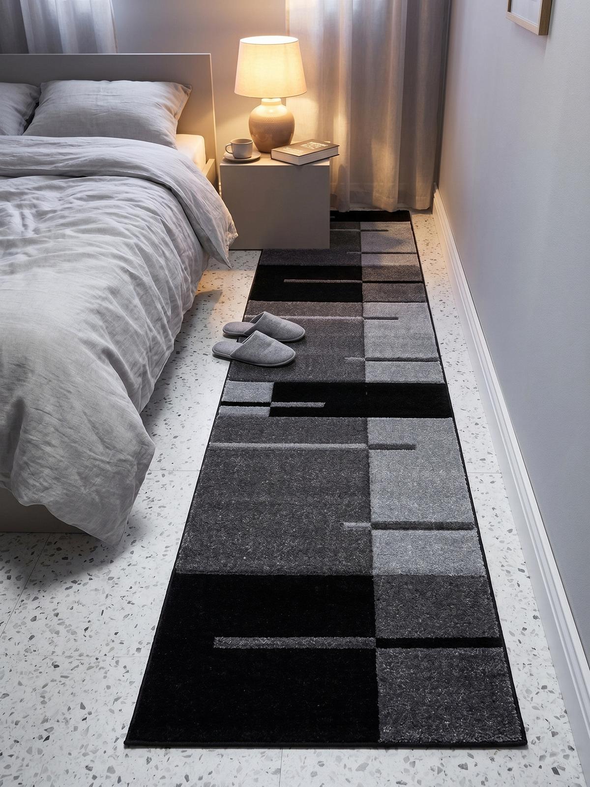 KURZFLORTEPPICH LATEMAR, kariert, Grau, 80 x 150 cm - Grau, Textil (150/80cm) - KADIMA DESIGN