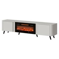 TV-LOWBOARD Volare 200 EF mit Kamin - Kaschmir/Schwarz, Holzwerkstoff/Kunststoff (200/49/39cm) - MIRJAN24
