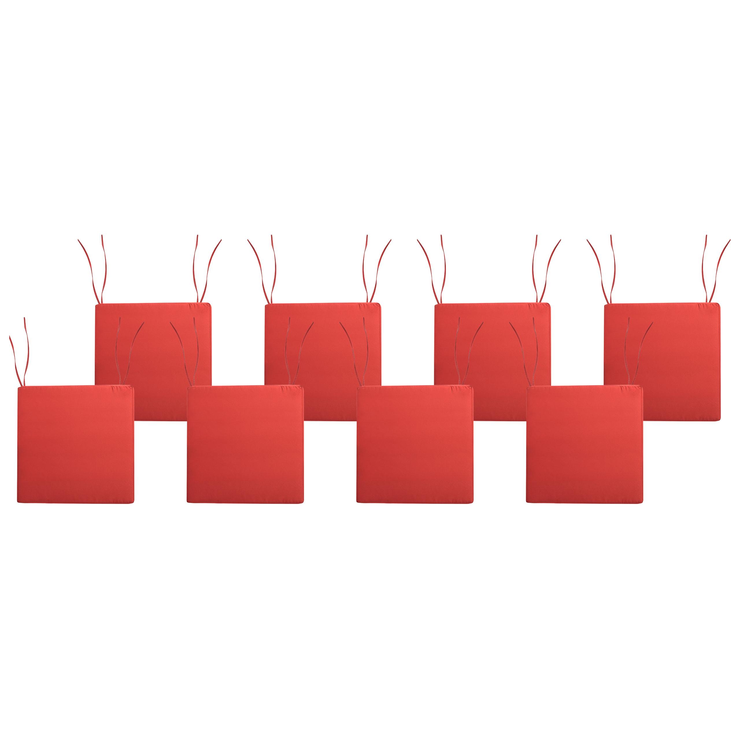 GARTENSTUHLKISSEN 8er-Set Rot 46/46 cm Sassari Premium - Rot, Textil (46/5/46cm) - Beliani