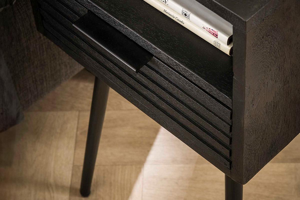 NACHTTISCH MIENA Holz Mango - Schwarz, Holz (35/60/35cm) - KAWOLA