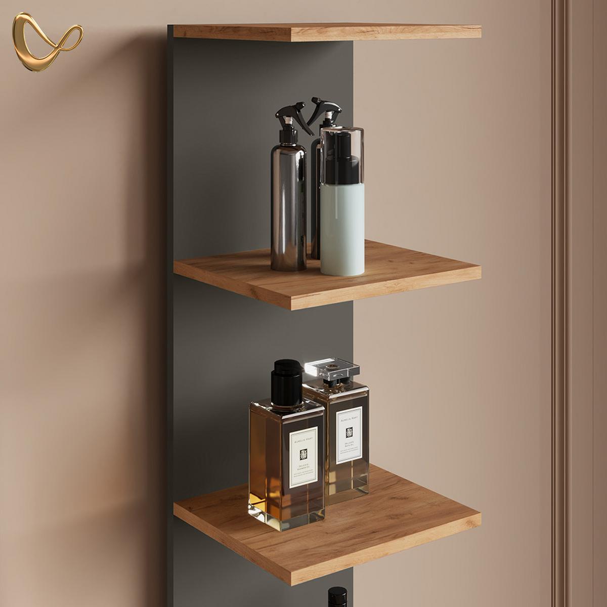 WANDREGAL Vesuvio Anthrazit 30 x 190 cm 2er Set - Anthrazit, Holzwerkstoff (30/190/28cm) - Livinity®