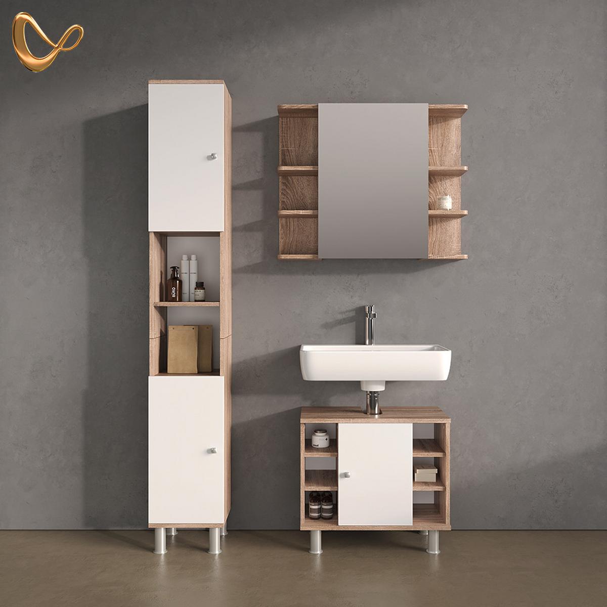 BADSPIEGELSCHRANK Fucino Sonoma 79.6 x 64 cm - Sonoma Eiche, Holzwerkstoff (79.6/64/21.2cm) - Livinity®