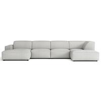WOHNLANDSCHAFT Sellmo 366 cm - Hellgrau/Schwarz, Kunststoff/Textil (370/70/184cm) - Selsey