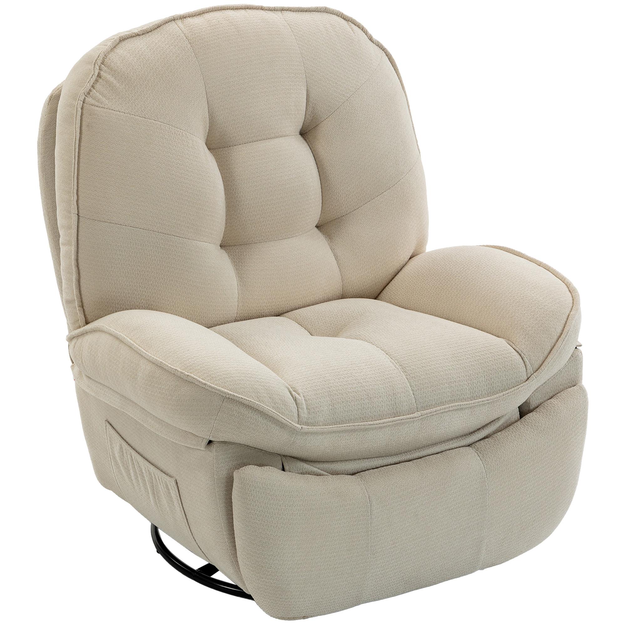 RELAXSESSEL Polyester Cremeweiß - Creme/Schwarz, Holzwerkstoff/Textil (94/104/95cm) - HOMCOM