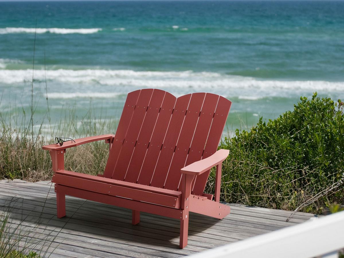 GARTENBANK Adirondack 125 cm Rot - Dunkelrot, Kunststoff (125/91/73cm) - Beliani