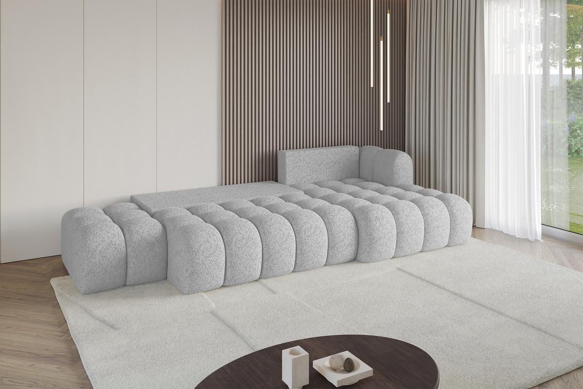 ECKSOFA mit Schlaffunktion Ottomane RECHTS OLEA-L2 321x164x75 Grau Tissu - Graphitfarben/Schwarz, Holzwerkstoff/Kunststoff (164/321cm) - ALTDECOR