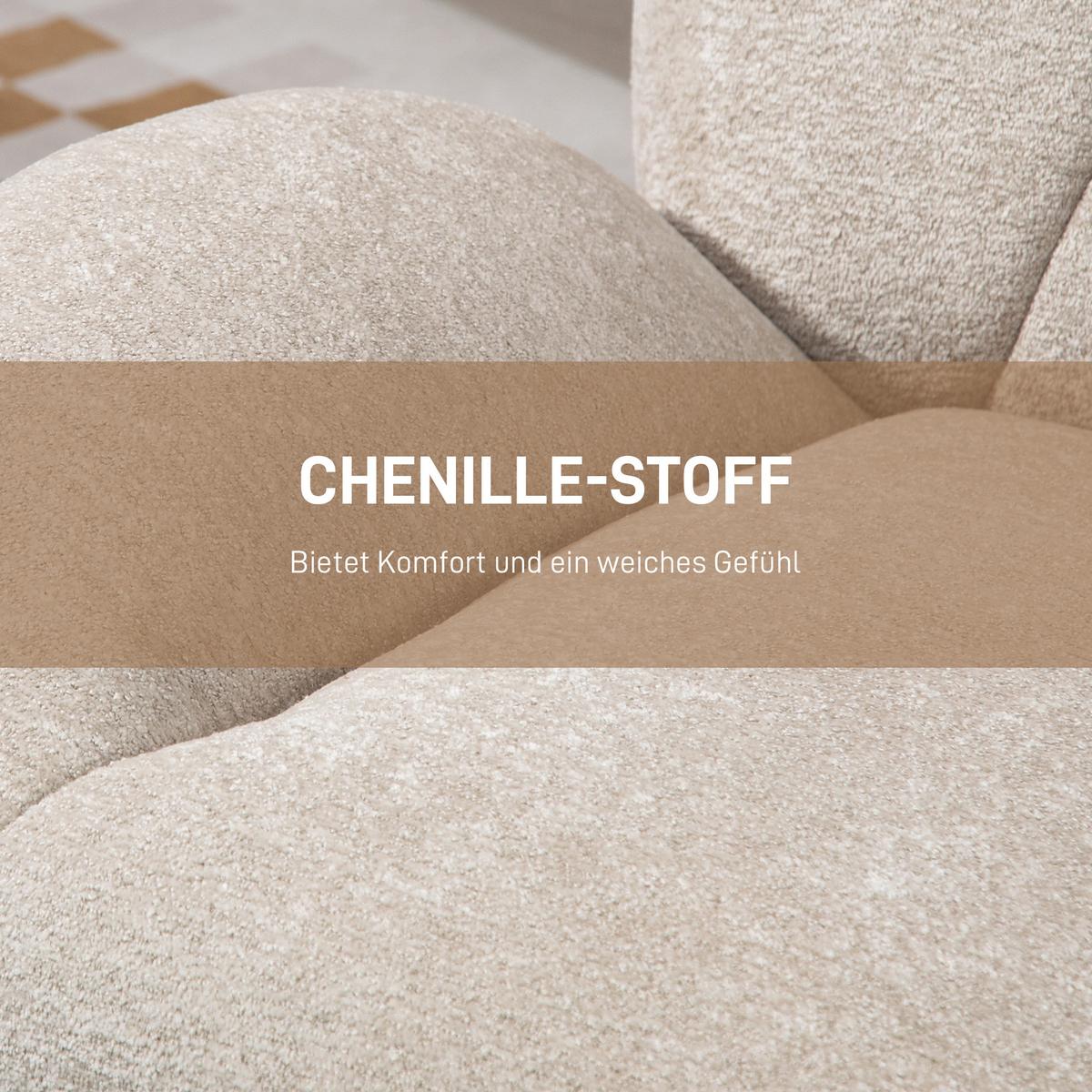 LOUNGESESSEL Polyester Stahl Cremeweiß - Creme/Schwarz, Textil (83/85/89cm) - HOMCOM