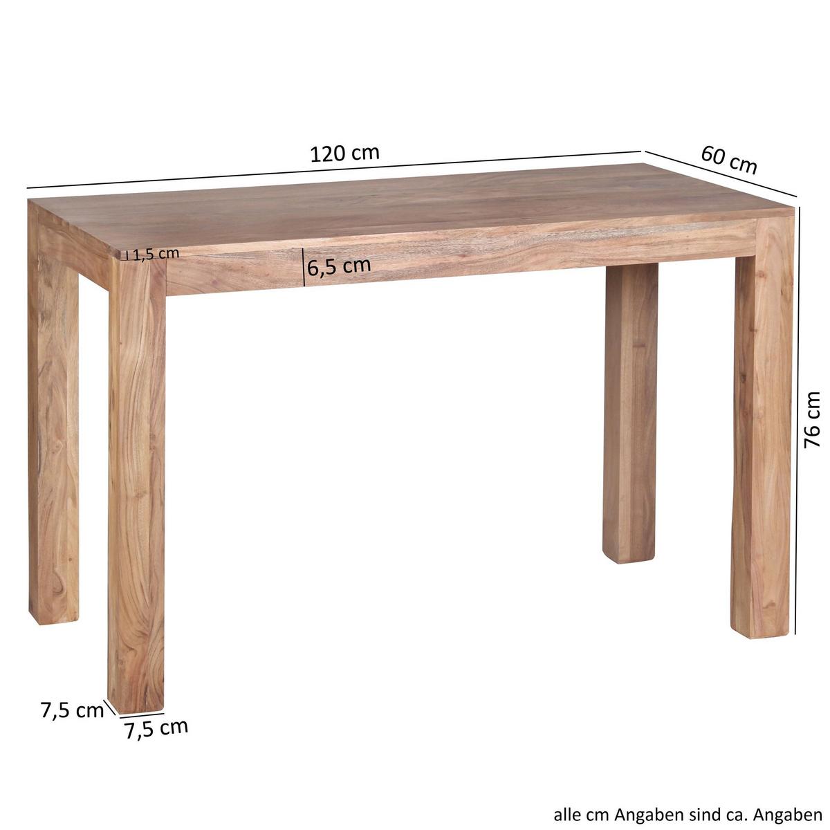 ESSTISCH Massivholz Rechteckig Zeitlos MUMBAI, Akazie 120x60x76 cm - Akaziefarben, Holz (60/120/76cm) - KADIMA DESIGN