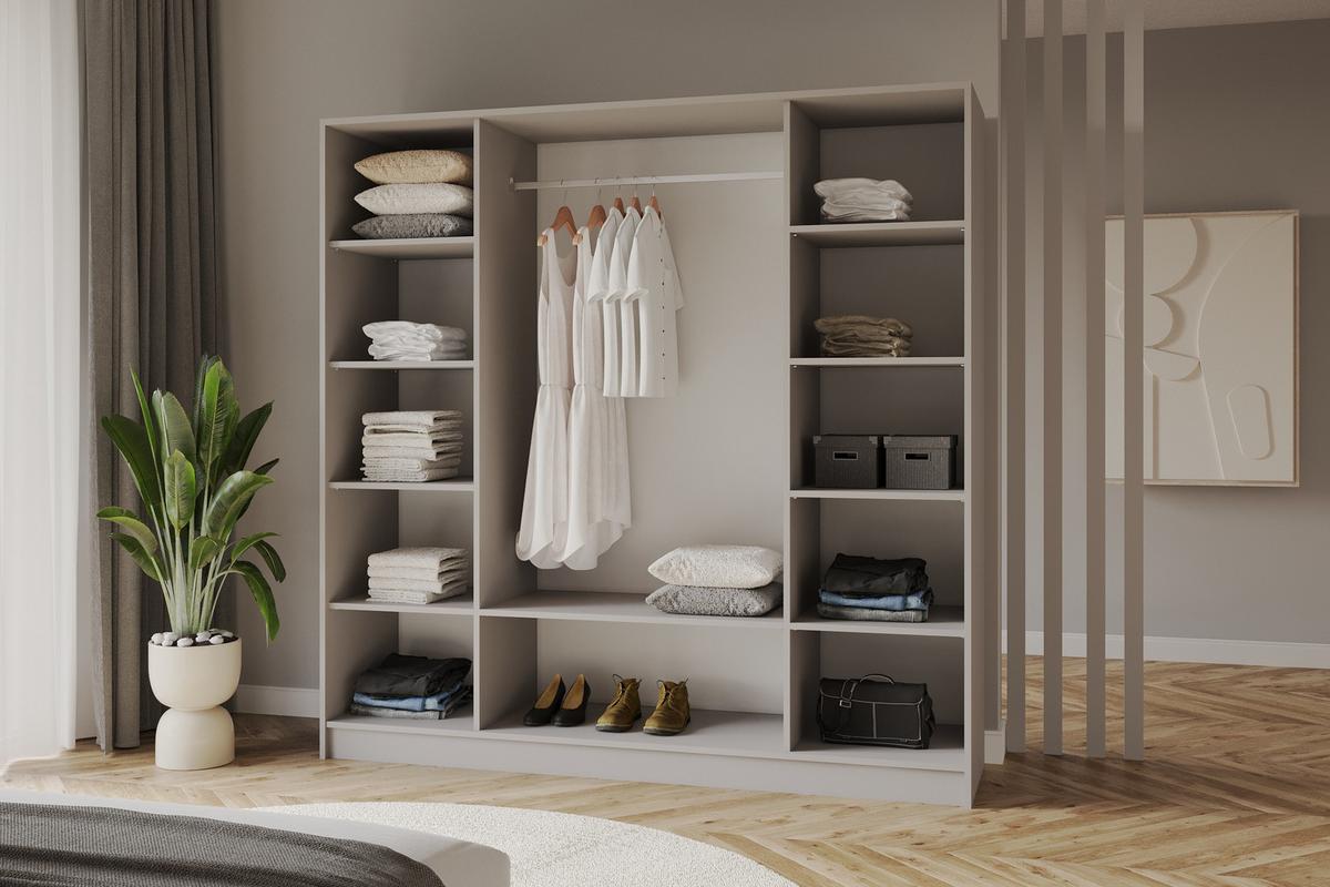 KLEIDERSCHRANK - LESE - 200 - Kaschmir - Kaschmir/Goldfarben, Holzwerkstoff (200/200/51cm) - ALTDECOR