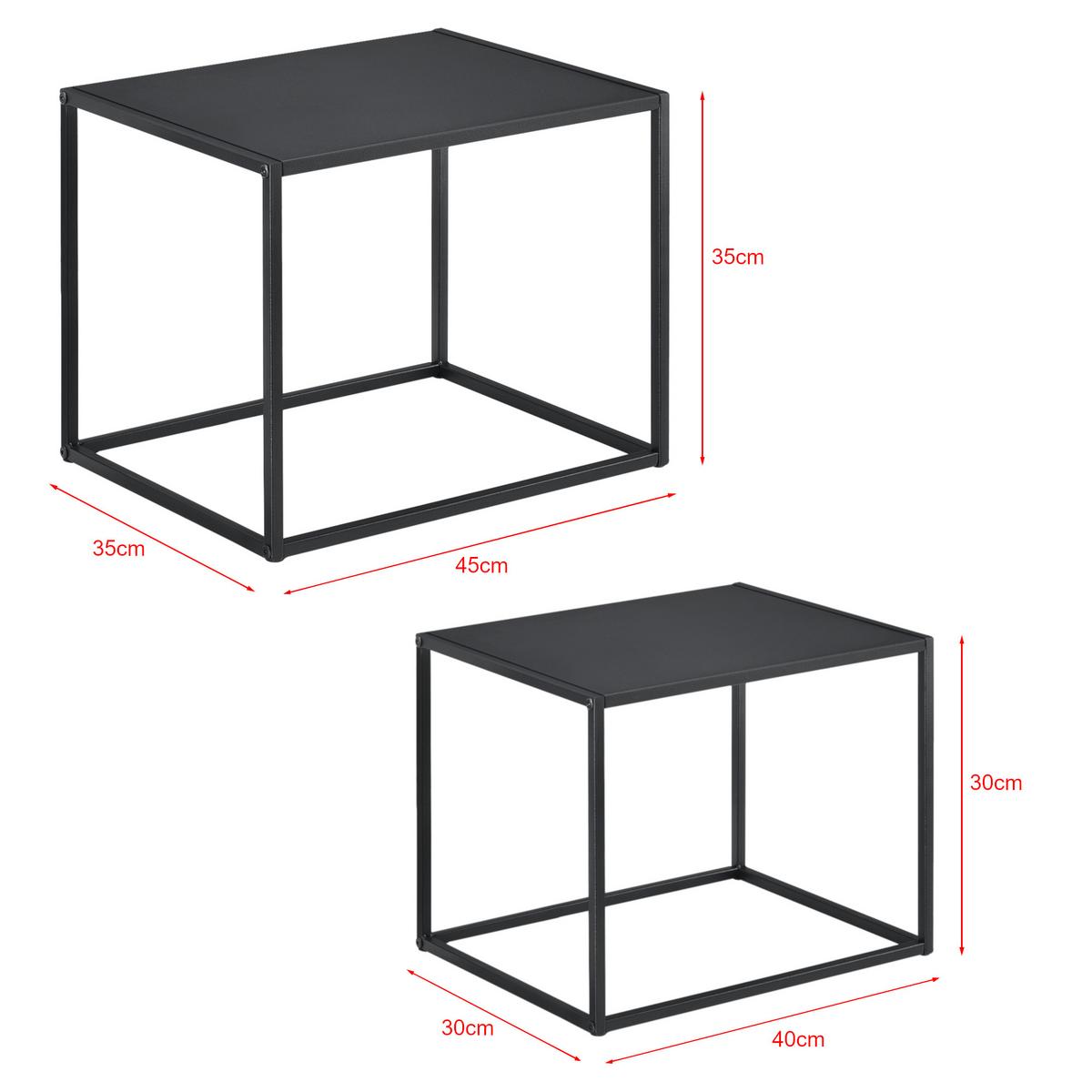 BEISTELLTISCH Archsum 2er Set - Schwarz, Metall (35/45/35cm) - [en.casa]