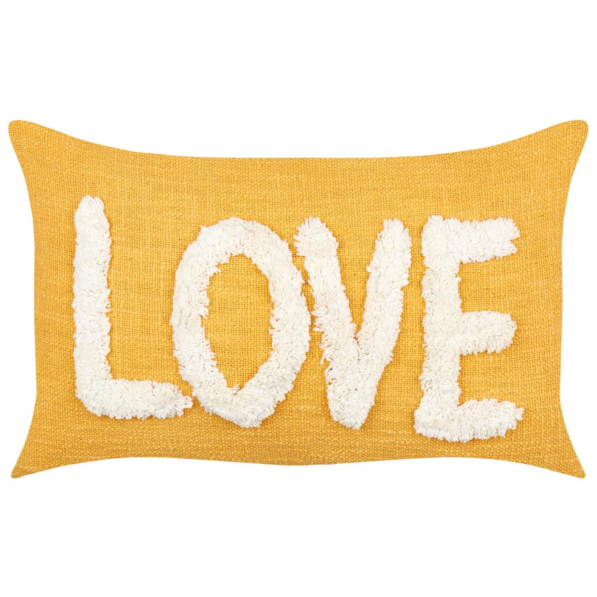 DEKOKISSEN 2er-Set Gelb 30/50 cm Love - Gelb, Textil (30/50cm) - Beliani