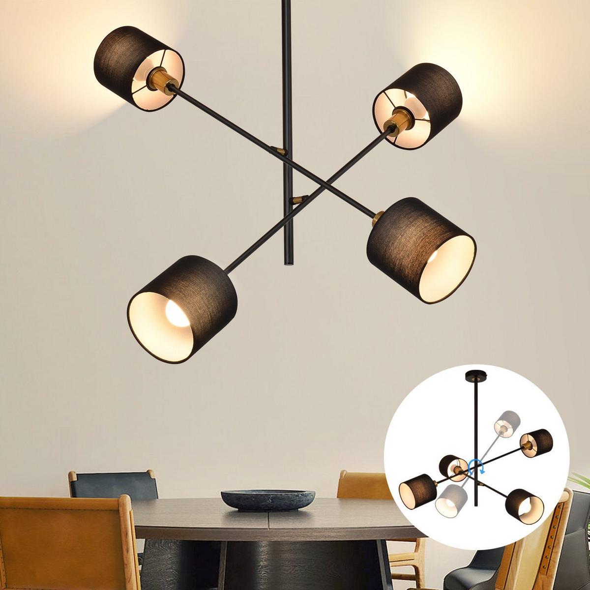 PENDELLEUCHTE Reiner 4-flammig 68/68/85 cm - Schwarz, Metall (68/68/85cm) - Nettlife