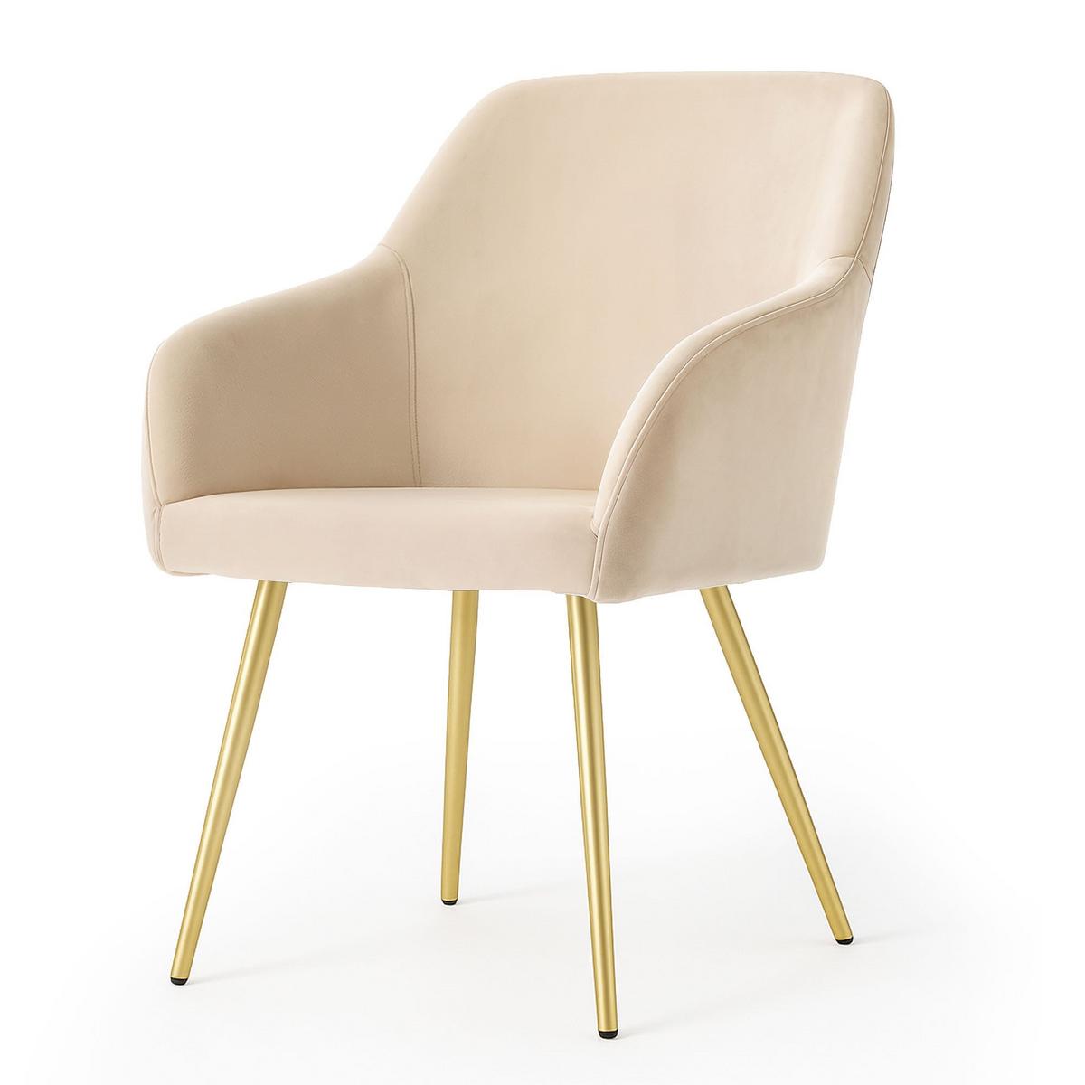 POLSTERSTUHL 2er Set, Metallbeine Creme 54,5/83/58 - Creme, Textil (55/83/51cm) - RAUMHIRSCH FURNITURE