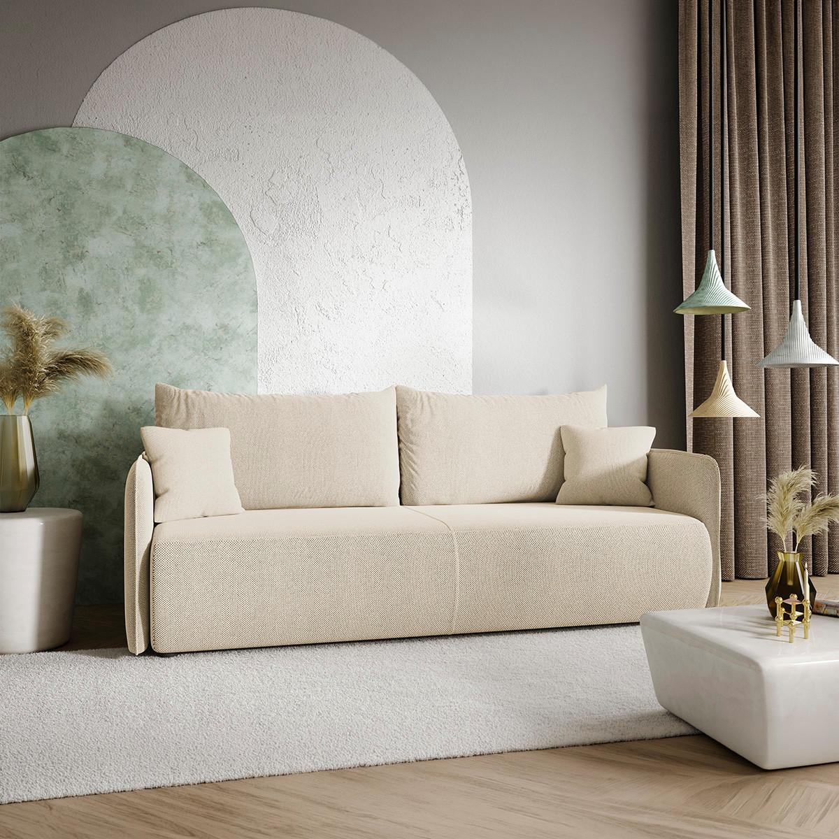 SOFA Claudio 3 Sitzplätze Beige - Beige, Holz (216/86/105cm) - Petits-meubles