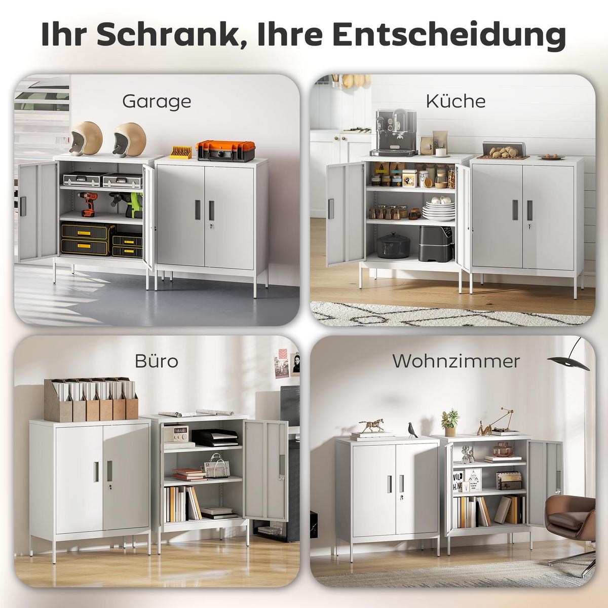 AKTENSCHRANK Stahl Weiß - Weiß, Metall (40/100/80cm) - HOMCOM
