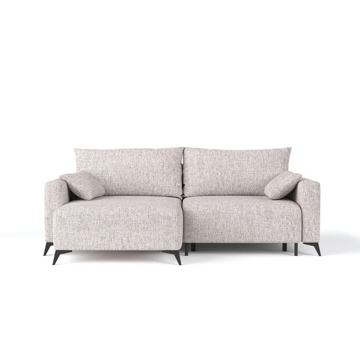 ECKSOFA NUVIO mit Schlaffunktion Beige im Neve Stoff - Beige/Schwarz, Holz/Holzwerkstoff (239/148cm) - AltaBeds