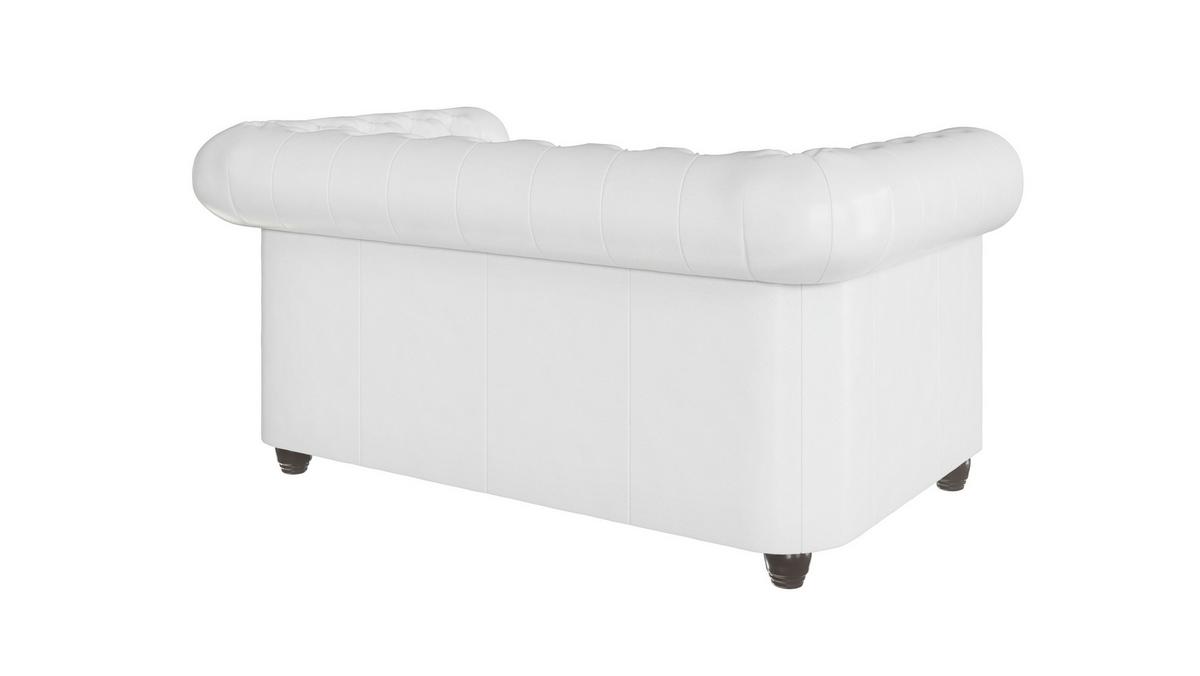 CHESTERFIELD-SOFA 2-sitzer Morin Weiß vegan Leder - Weiß/Braun, Holz/Textil (148/72/86cm) - S-Style Möbel