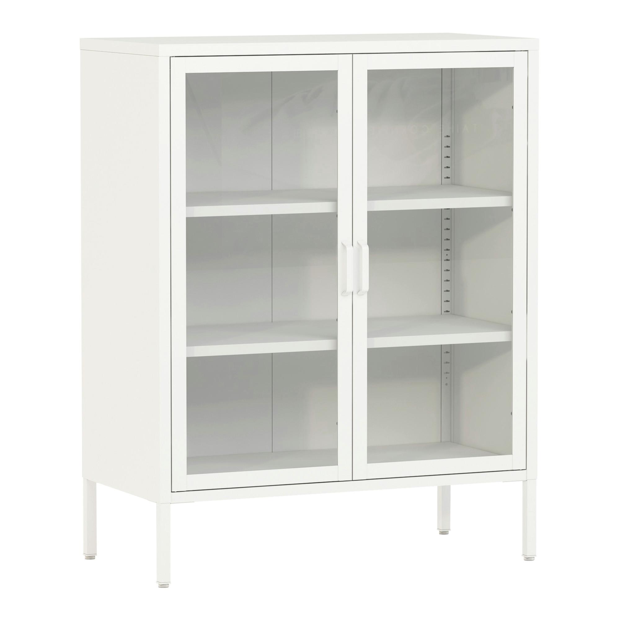 VITRINE Fauske - Weiß, Metall (80/101.5/40cm) - [en.casa]