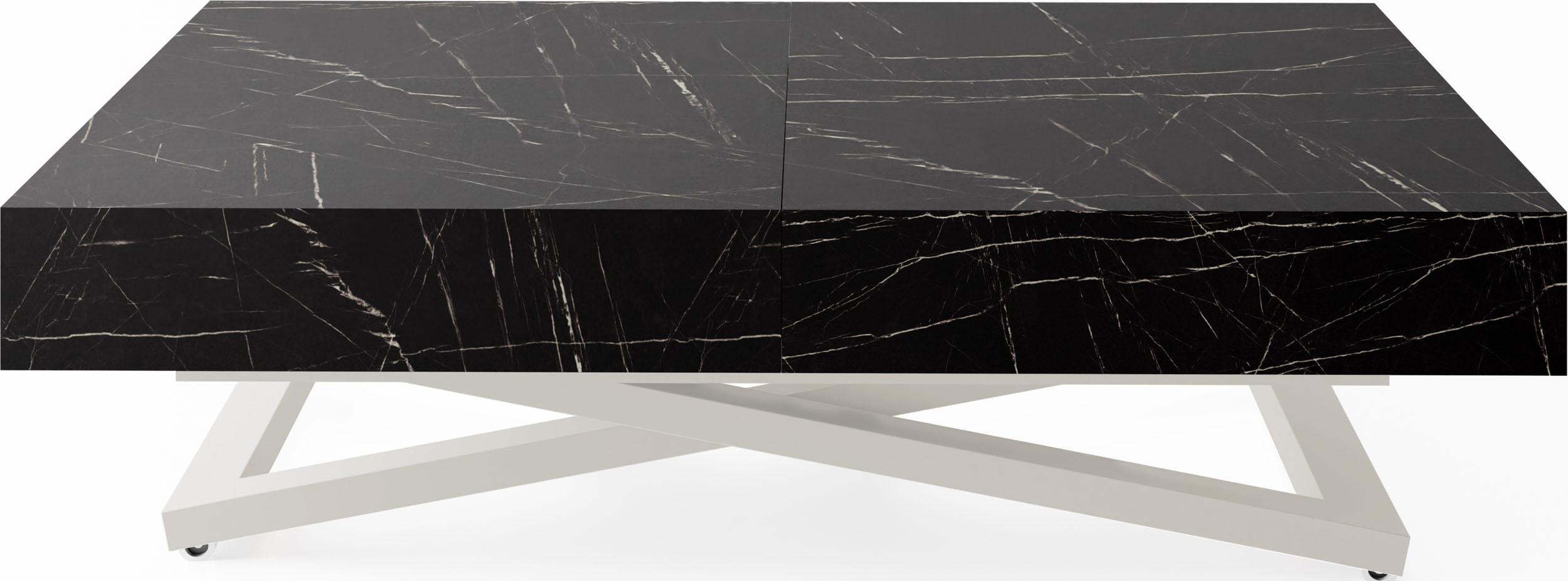 COUCHTISCH Cavetta U höhenverstellbar ausziehbar, Marmor Schwarz 120-200/80/27-76 cm - Kaschmir/Anthrazit, Holzwerkstoff/Metall (80/120/76cm) - WFL GROUP