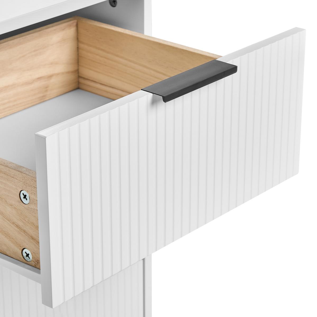KOMMODE mit 7 Schubladen Weiß Leduc - Schwarz/Weiß, Holzwerkstoff (135/80/40cm) - Beliani