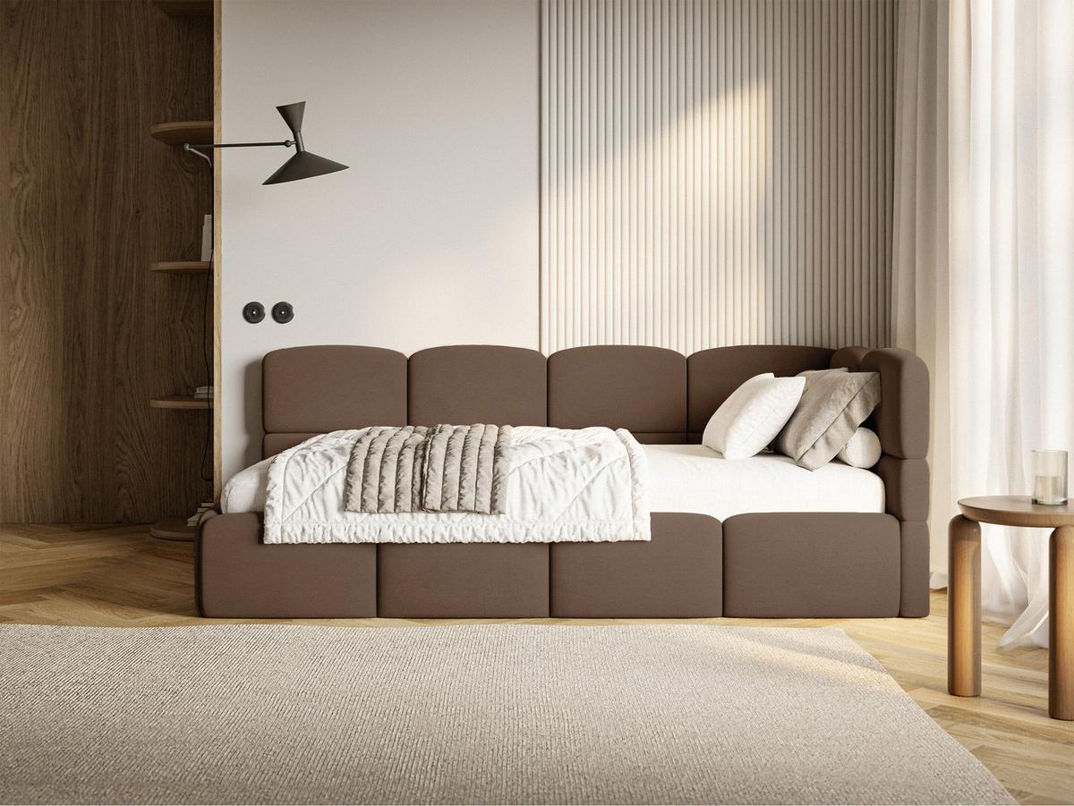 JUGENDBETT Cloudy Braun 120 cm, Easy-Clean-Velours - Schwarz/Braun, Kunststoff/Textil (120/200cm) - Selsey