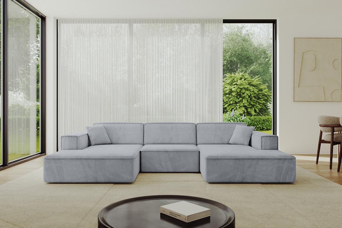 WOHNLANDSCHAFT IREA-U1-v4 - 301x165x77 cm Grau - Titanfarben, Holzwerkstoff/Textil (301/77/165cm) - ALTDECOR