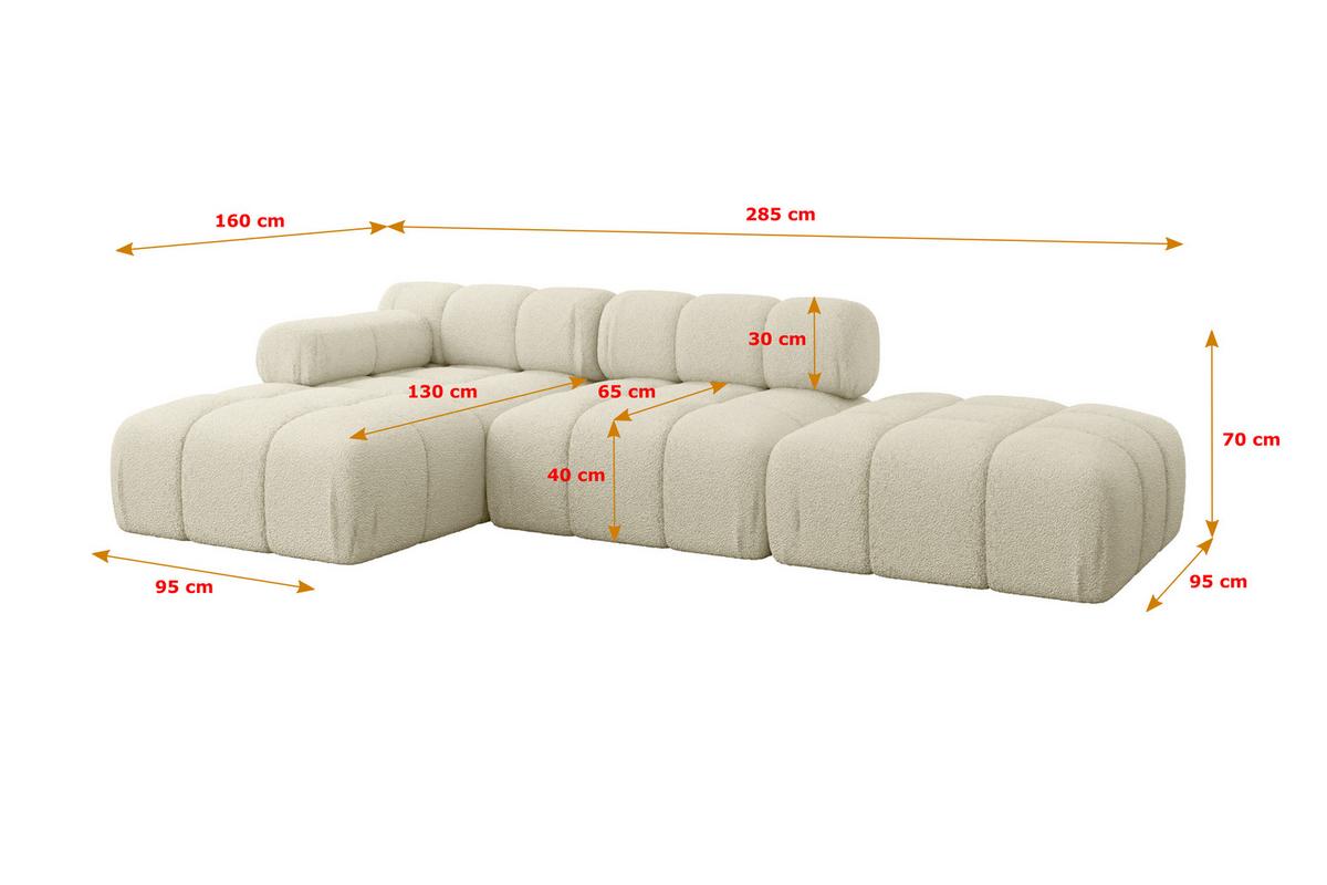 ECKSOFA modulares Sofa Lizur-L1 - 285x160x70 cm Beige Bouclé - Beige, Holzwerkstoff/Textil (285/160cm) - ALTDECOR