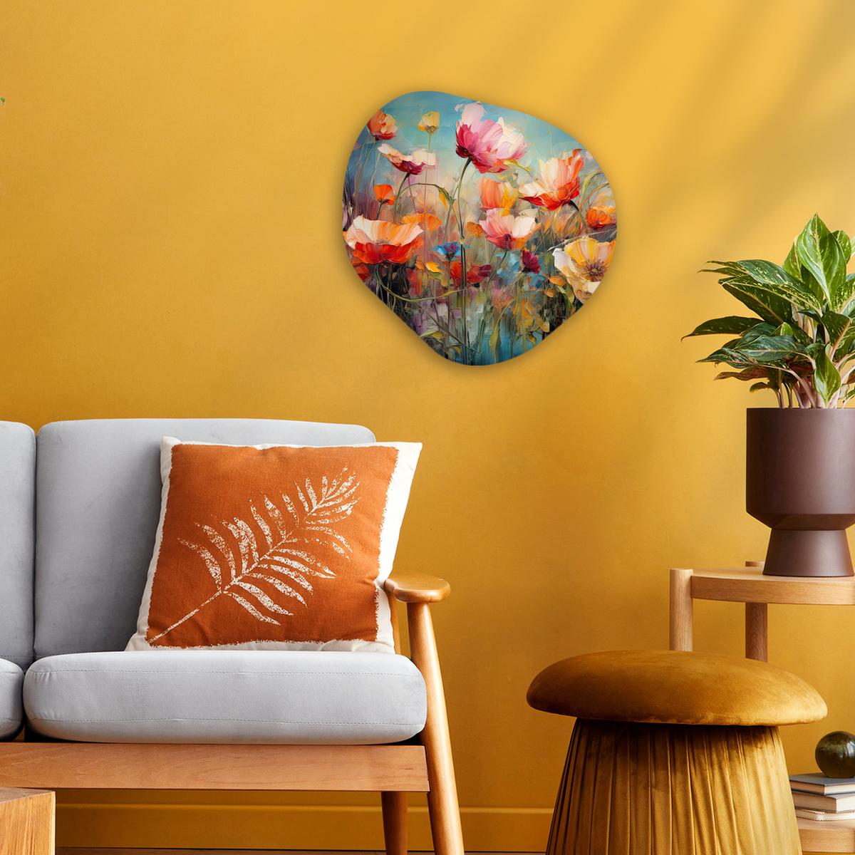WANDBILD Blumen - Aquarell - Kunst - Botanisch - Natur Wanddeko 40x40 cm - Orange, Kunststoff (40/40cm) - MuchoWow