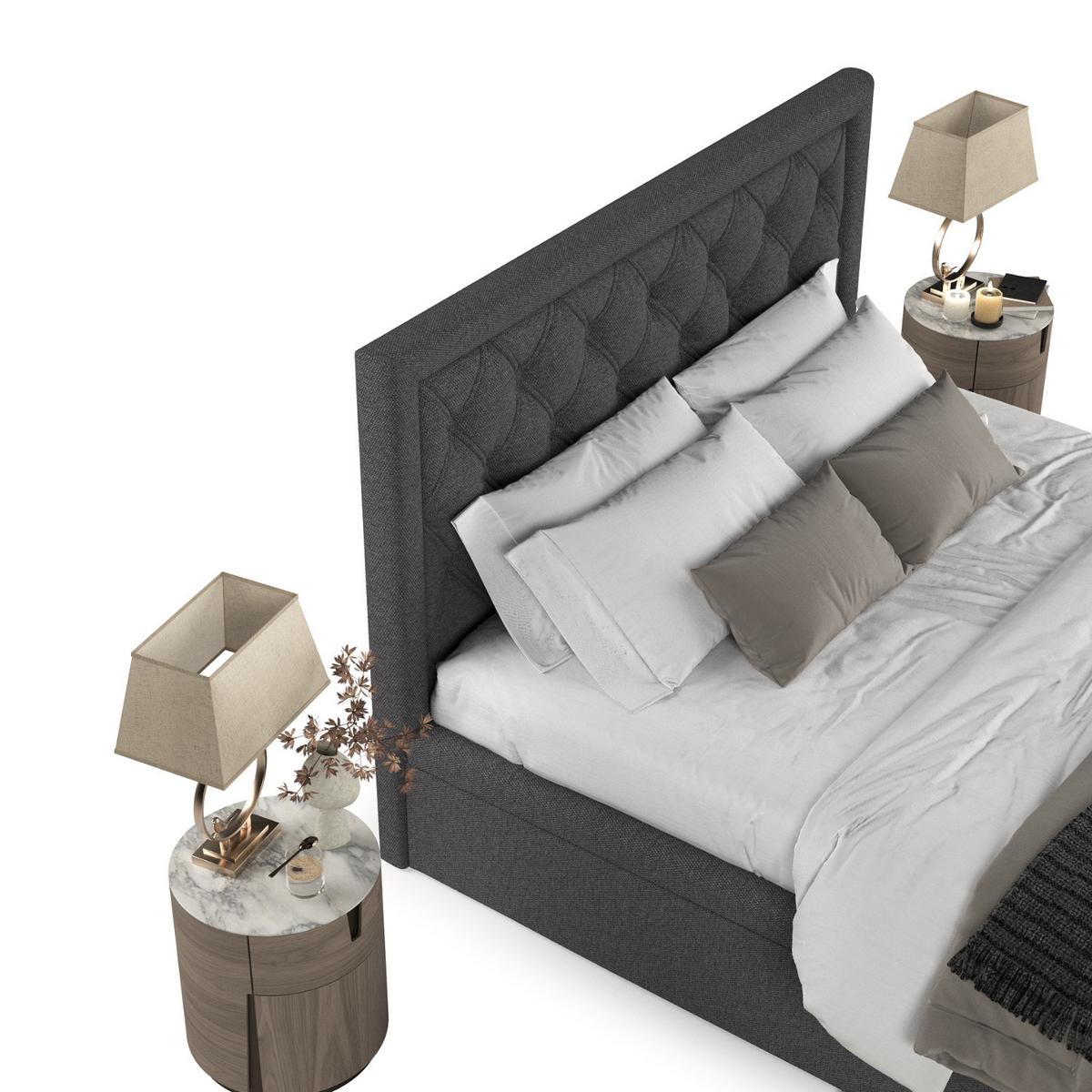 POLSTERBETT Nicobar mit Stauraum 160/200 cm Anthrazit im Megan Stoff - Anthrazit/Schwarz, Holz/Holzwerkstoff (160/200cm) - AltaBeds