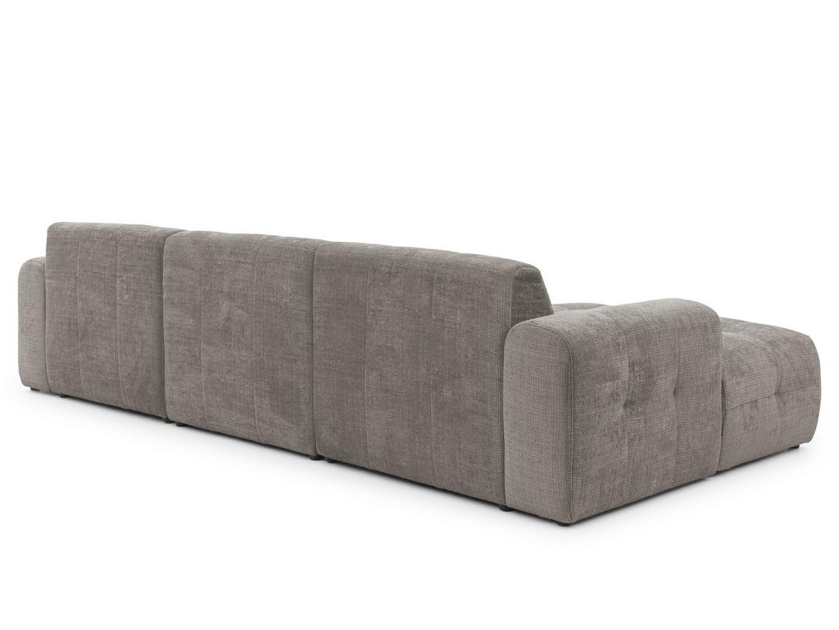 WOHNLANDSCHAFT Kozy im Bumpy-Design mit fester Rückenlehne aus weichem Taupe Chenille-Stoff - Taupe/Schwarz, Holz/Kunststoff (323/79/161cm) - S-Style