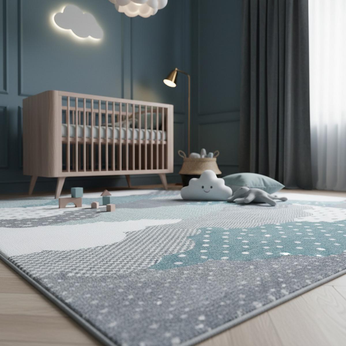 KINDERTEPPICH COGNE, mit Wolken-Motiv, Blau, 80 x 150 cm - Blau, Textil (150/80cm) - KADIMA DESIGN