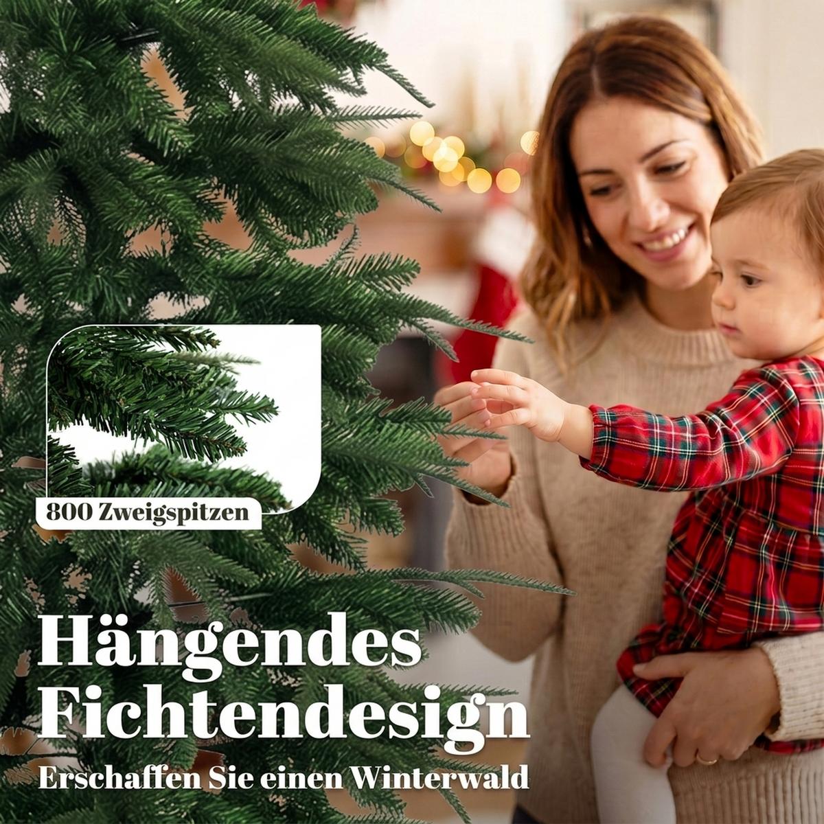 KÜNSTLICHER-WEIHNACHTSBAUM PE PVC Grün - Grün, Kunststoff (210cm) - HOMCOM