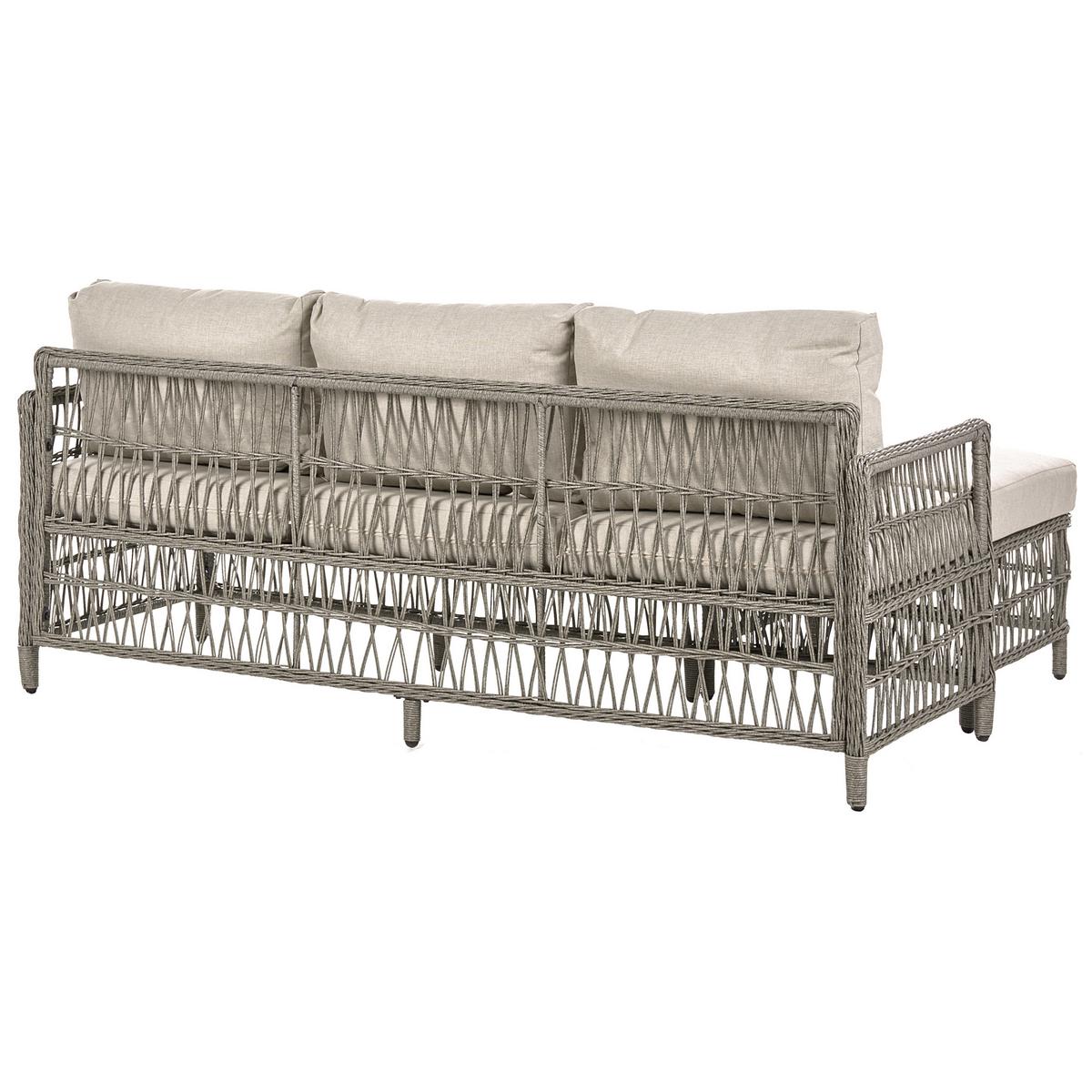 GARTENSOFA mit Ottomane 3-Sitzer Polyrattan Grau Ofena - Grau, Kunststoff (186/83/66cm) - Beliani