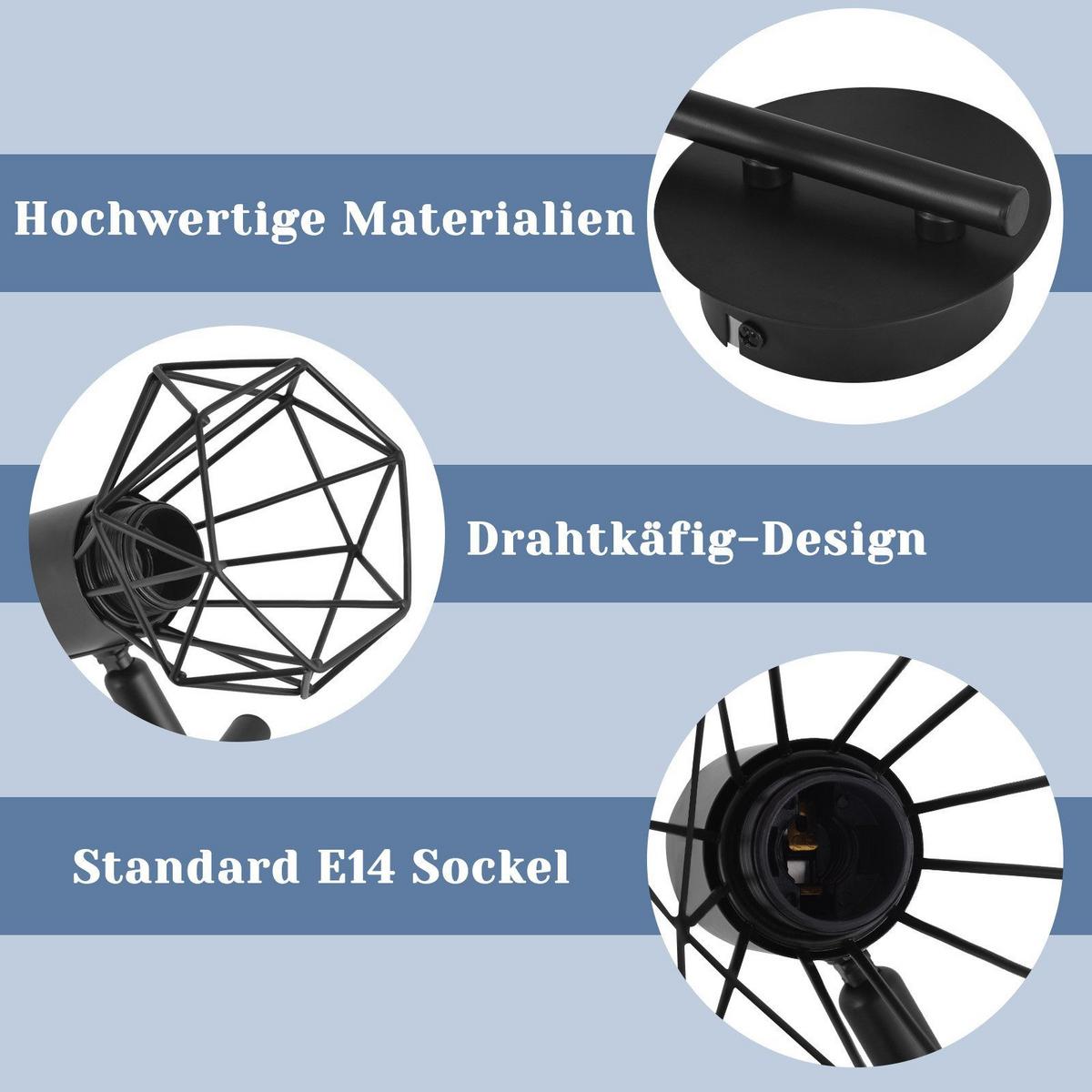 DECKENLEUCHTE Diamonds 28/25/20 cm - Schwarz, Metall (28/25/20cm) - Nettlife